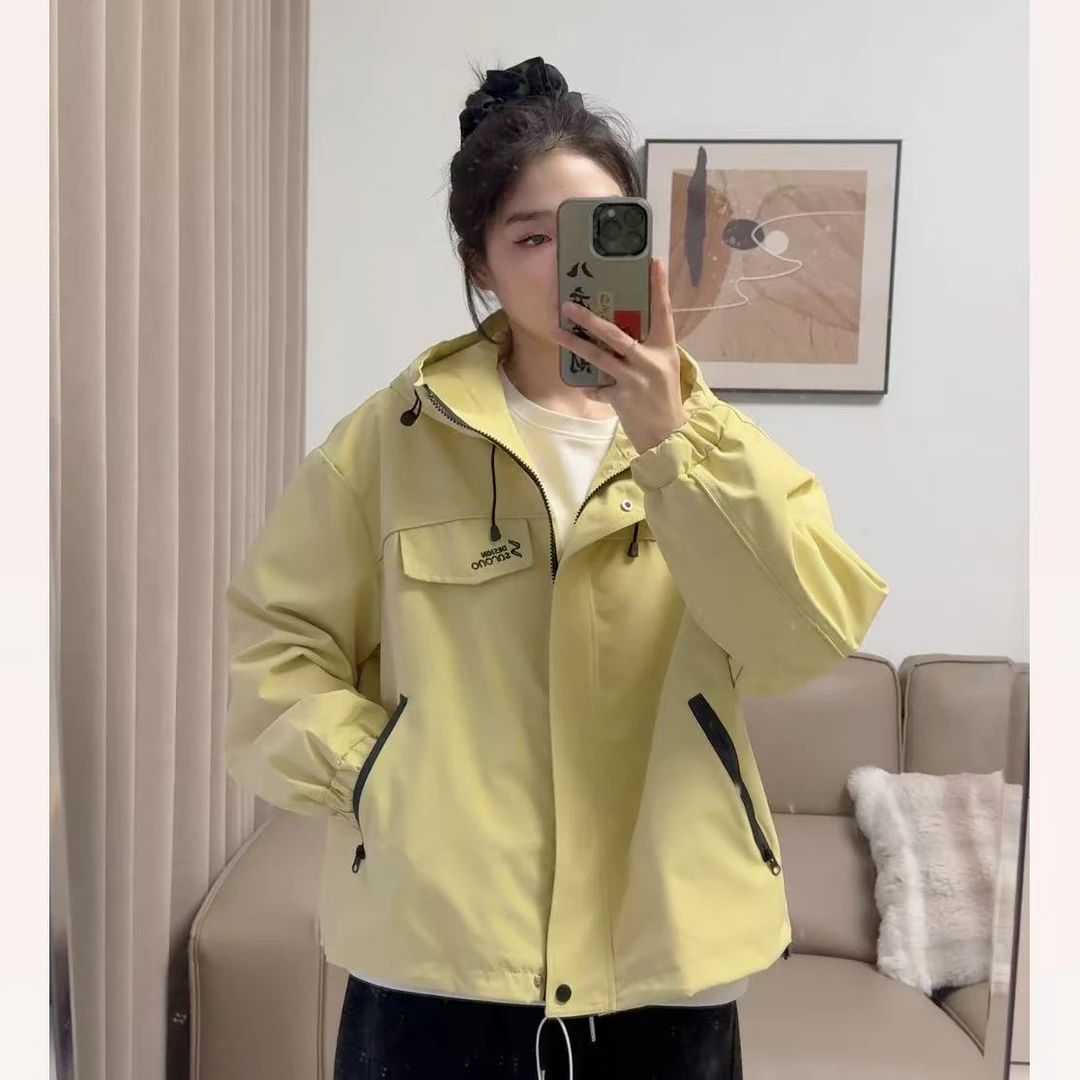 【小木南】曼曼春季新款简约连帽抽绳可调节夹克外套2523