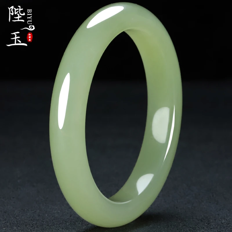 和田玉手镯浅青款玉镯送礼物多样性发一正宗上等玉手镯