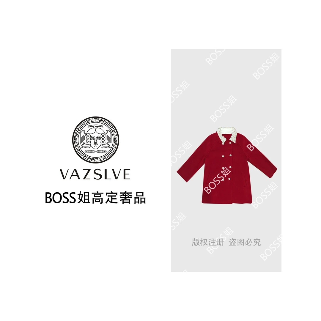 【VAZSLVE/全新奢品】捡漏秋冬长袖女围巾领毛呢外套MY0879