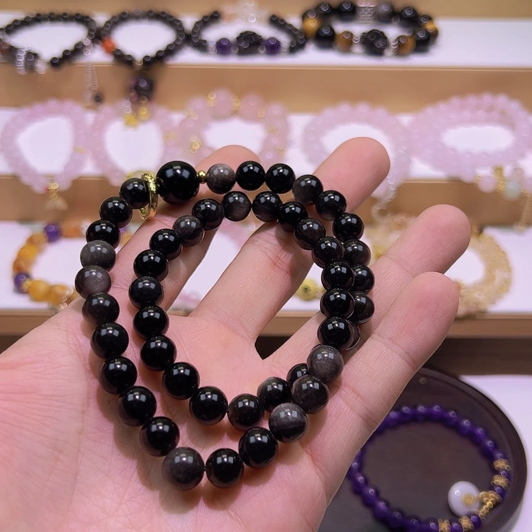 黑曜岩手串未镶嵌