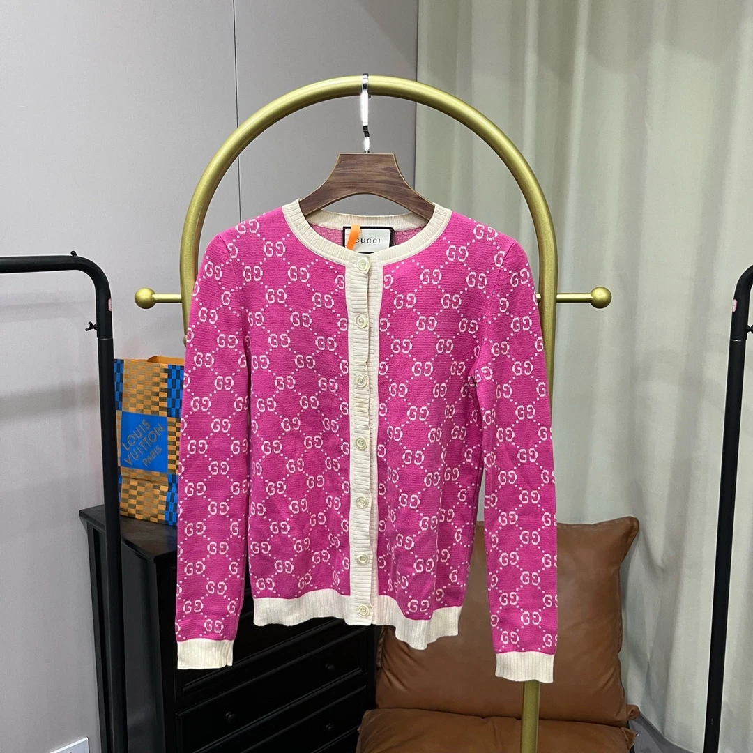 99新 GUCCI/古驰 Gucci 粉色满印开衫 99新