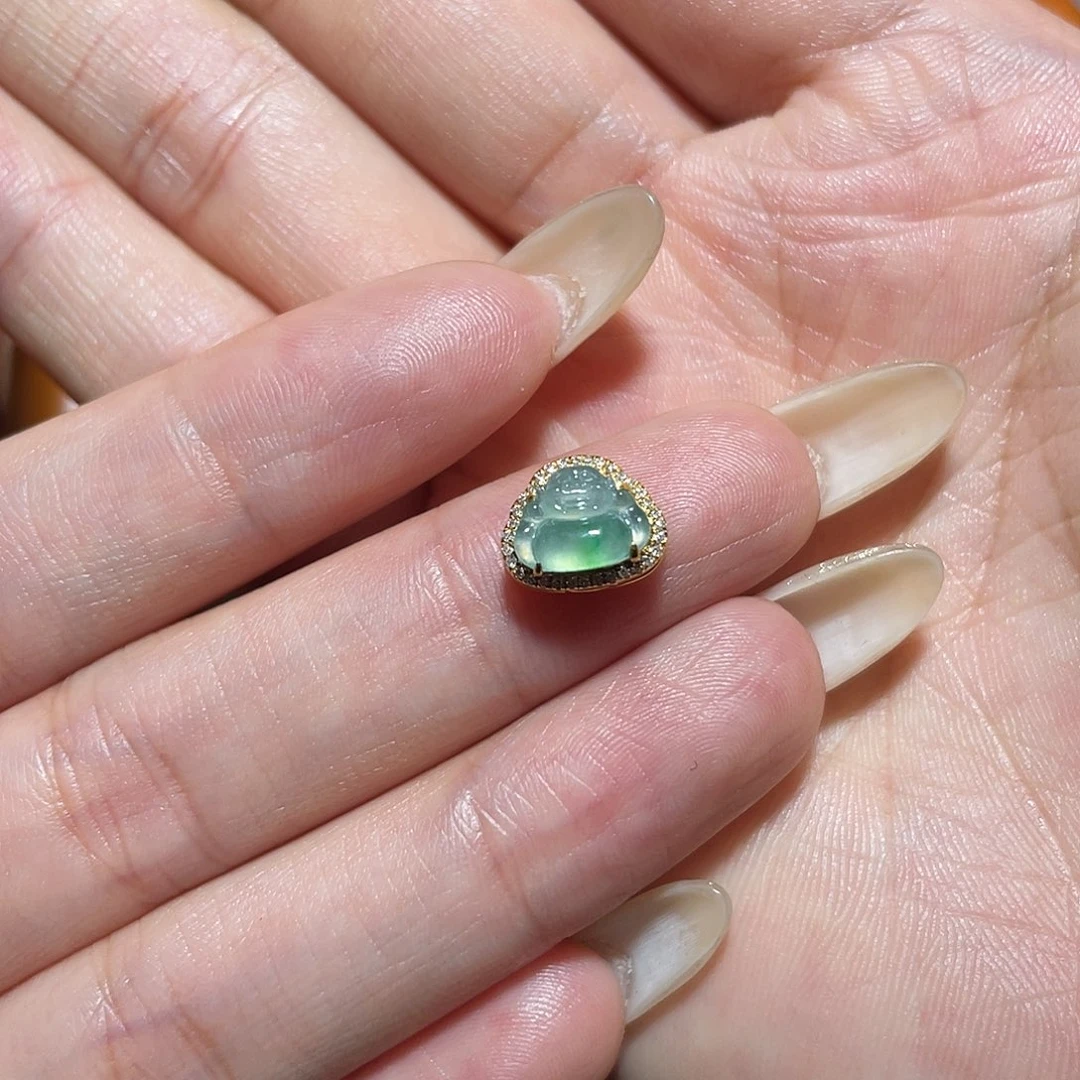 翡翠18K金镶嵌吊坠(不含链)