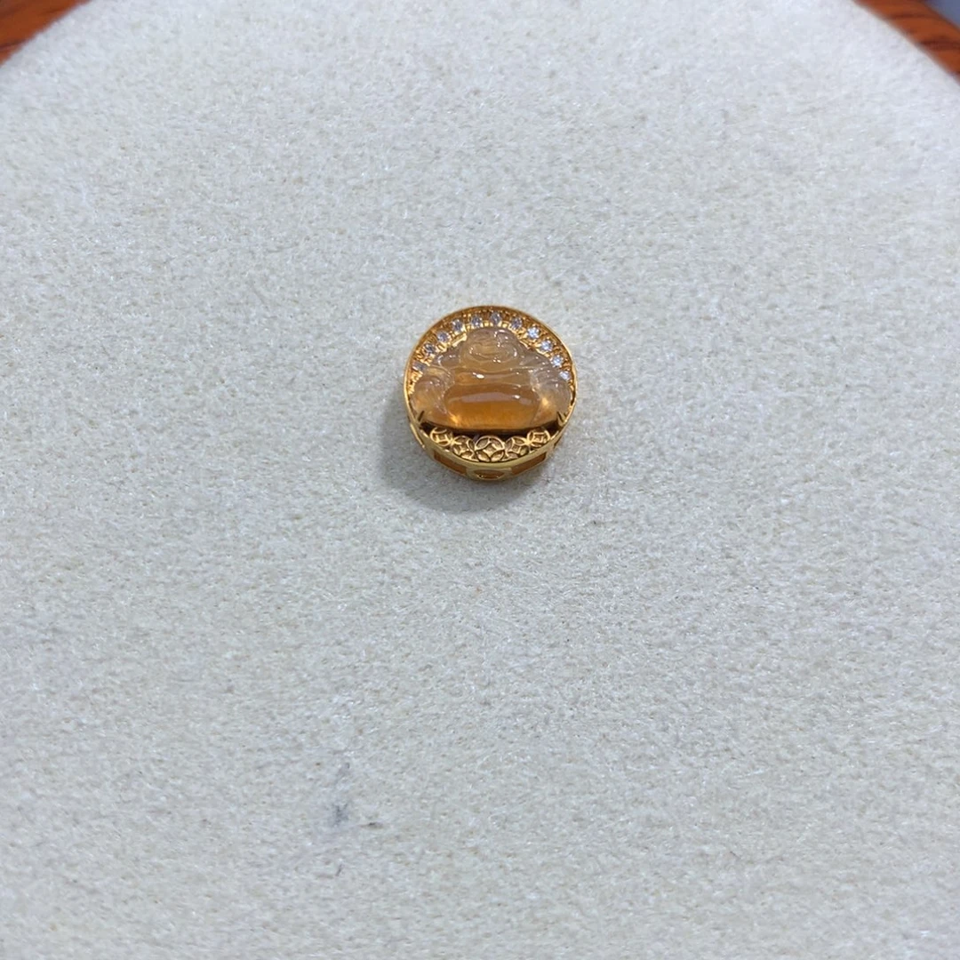 翡翠18K金镶嵌颈饰佛公