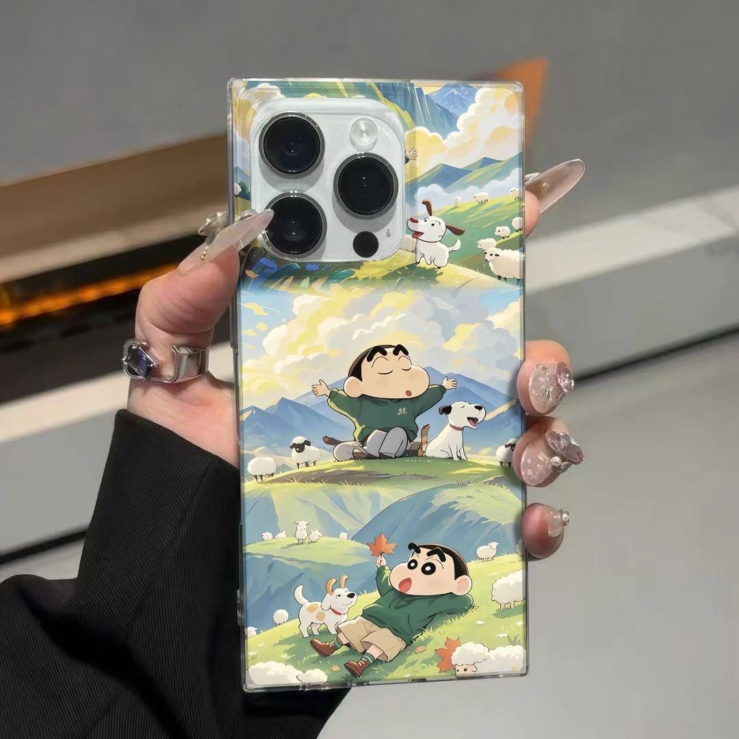 放羊小新冰晶方块适用苹果16Pro手机壳13保护壳15透明14新款12套