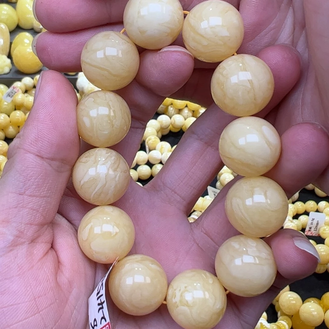 【闪购商品】琥珀珠宝奇石未镶嵌19mm45.6g同料手串