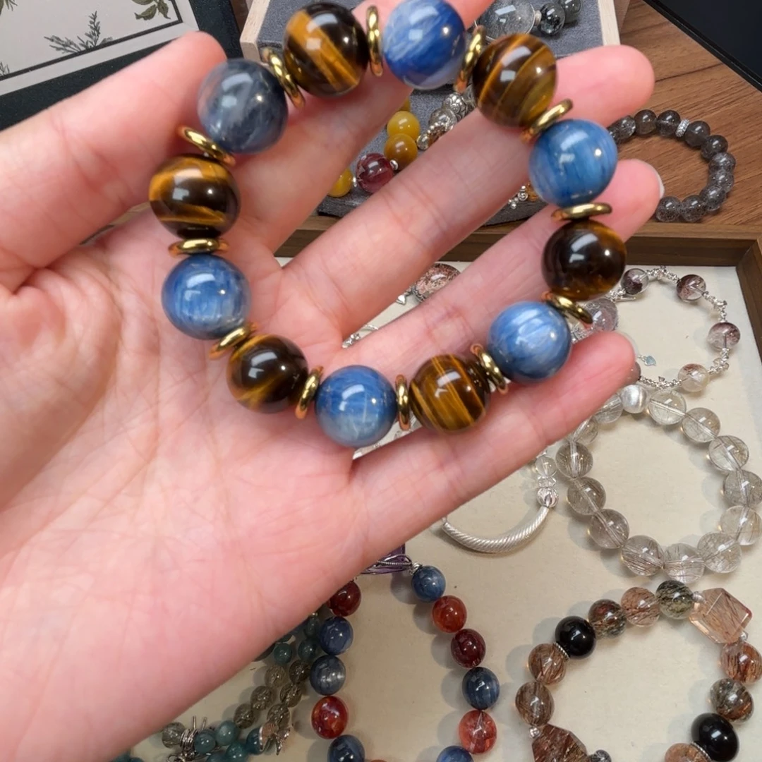 水晶手串合金天然水晶蓝晶石黄虎眼手串