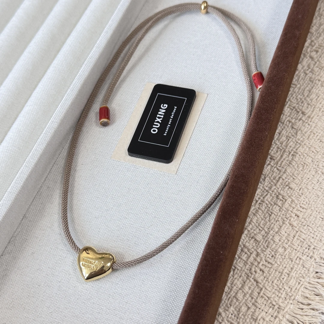 钛钢棉绳项链 [绳语]时尚百搭ins个性小众设计款爱心项链