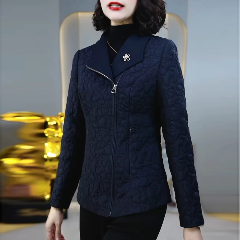 新款时尚洋气修身棉服外套女2025秋冬时尚气质妈妈百搭保暖上衣