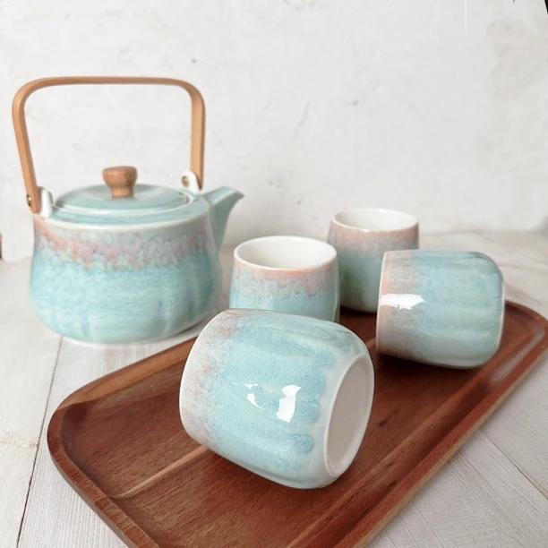 【春山澹冶 】窑变釉陶瓷茶壶冷水壶礼盒套装 带过滤