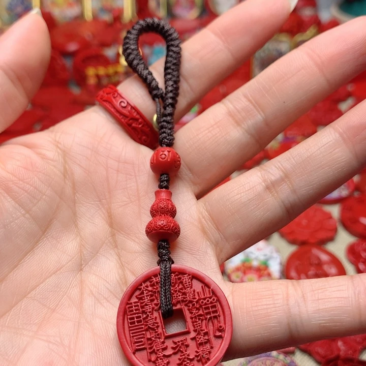 天然辰砂工艺品朱砂钥匙扣