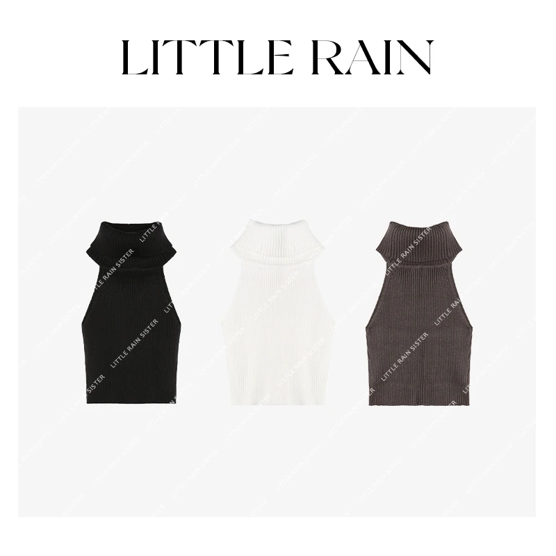 小雨姐姐新款【欲辣撩手】甜辣风设计感性感无袖高领针织上衣女新款