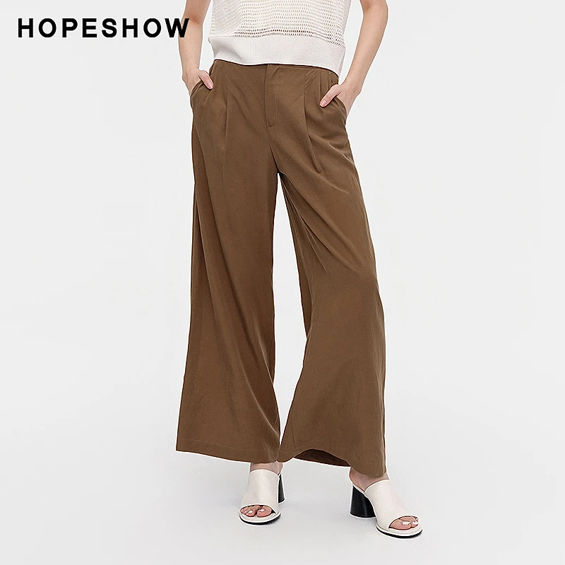 红袖夏季新款女装 纯色压褶后松紧宽松阔腿裤89124211224