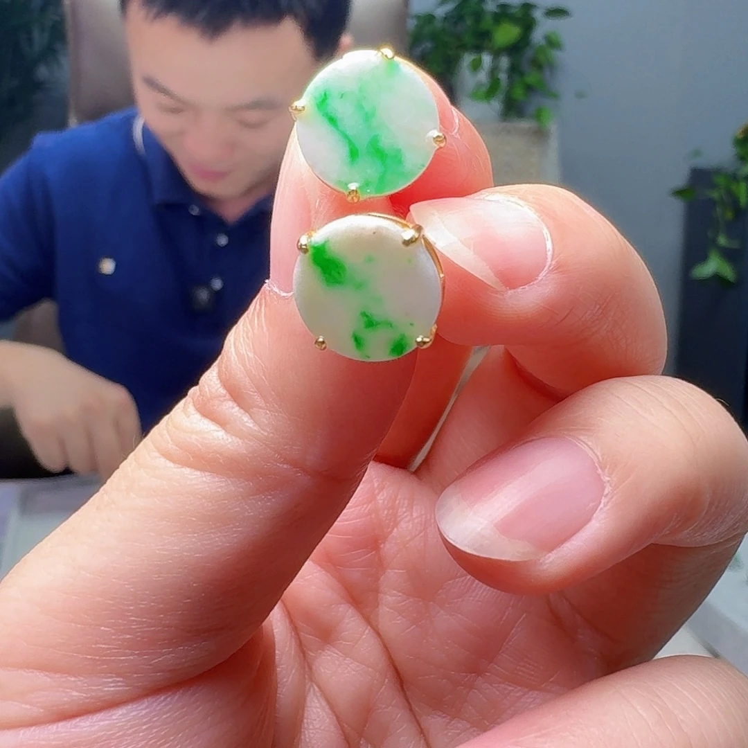 银S925镶嵌翡翠耳饰天然