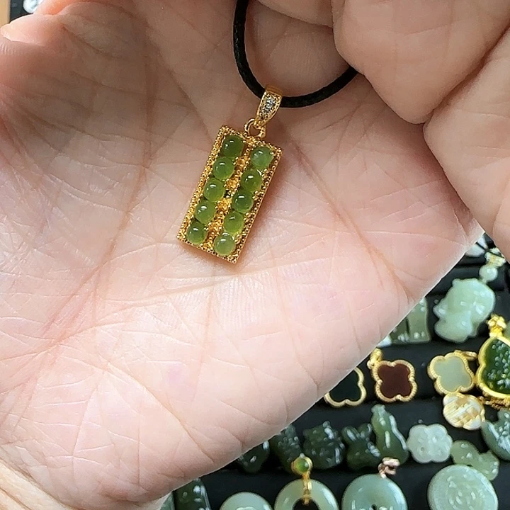 和田玉银S925镶嵌吊坠(不含链)