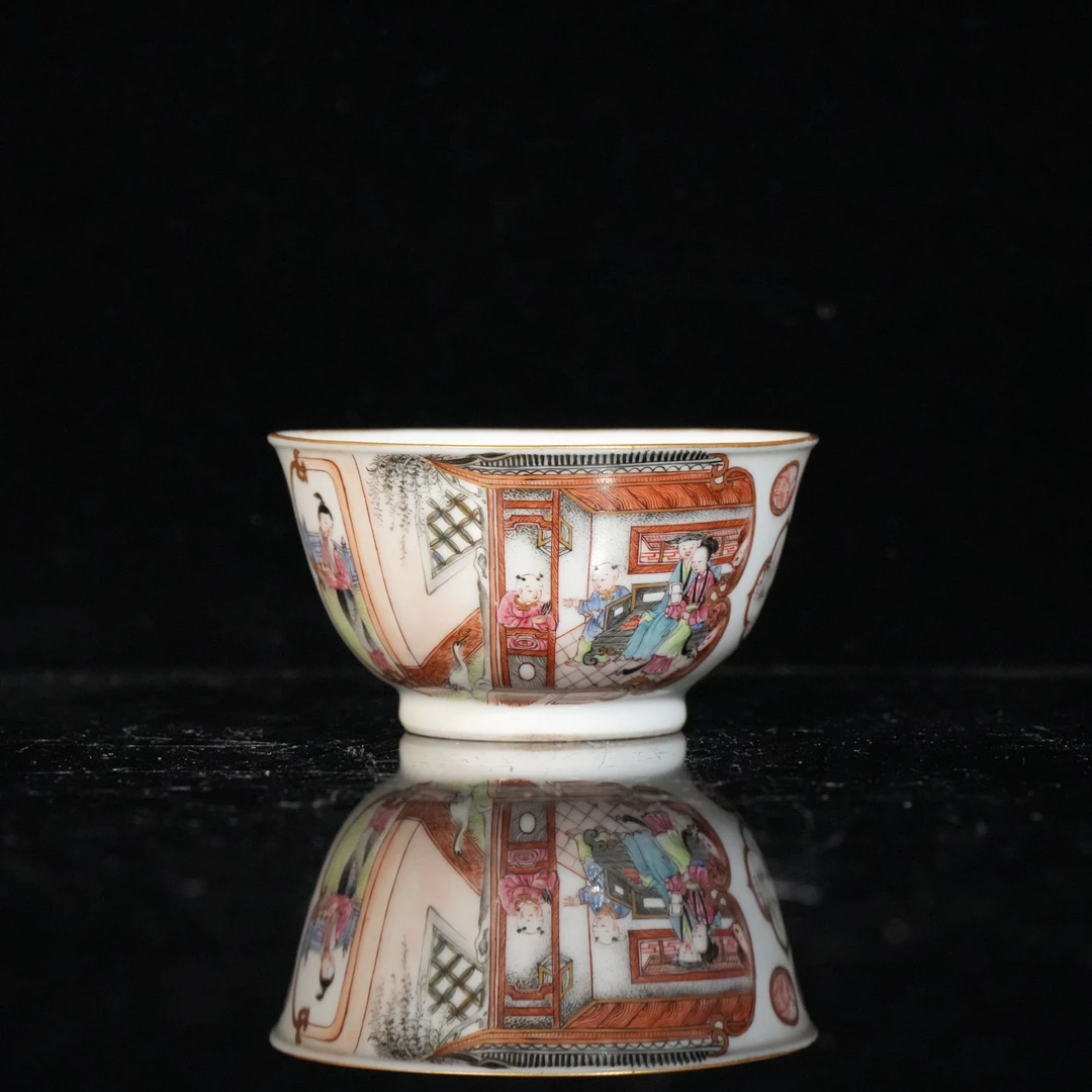 lot16649 5981 清乾隆 广珐琅人物杯 D:7.5