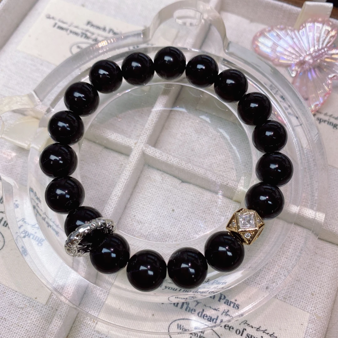 【一星山】黑曜石单圈手串