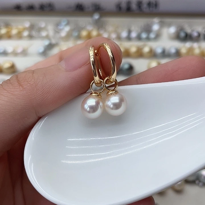 银S925镶嵌海水珍珠耳饰