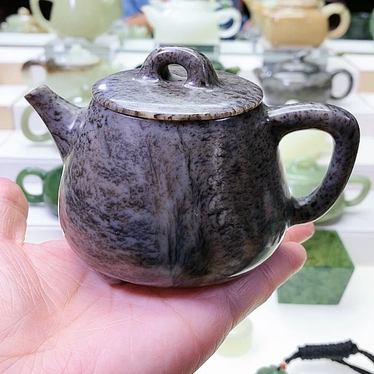 和田玉未镶嵌挂件茶壶230ml