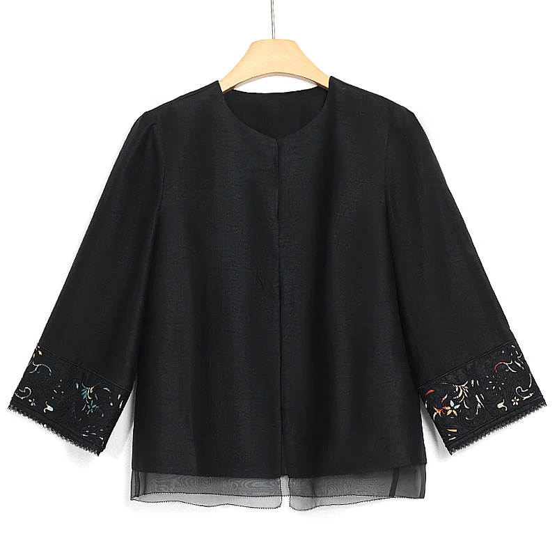 新中式国风香云纱龟裂纹上衣      1382PP