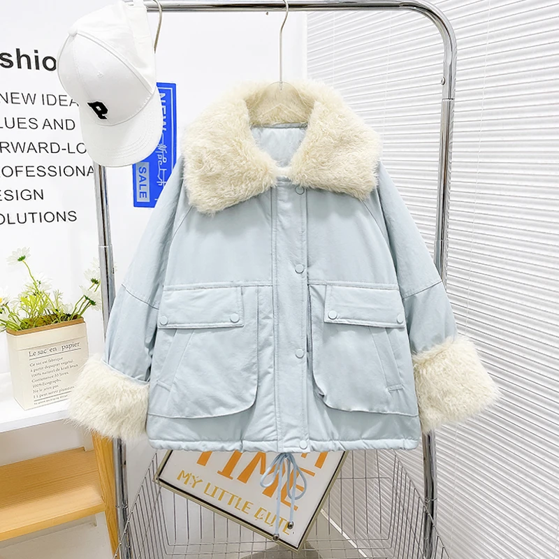 冬季新款女童棉服外套宽松保暖休闲儿童时尚中大童zb5059简约童品