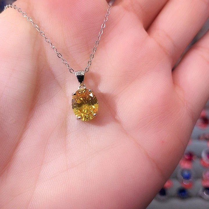 黄晶吊坠(赠链)银S925镶嵌吊坠