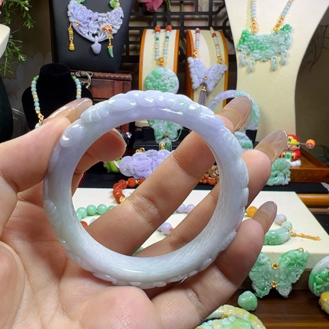翡翠未镶嵌手镯紫