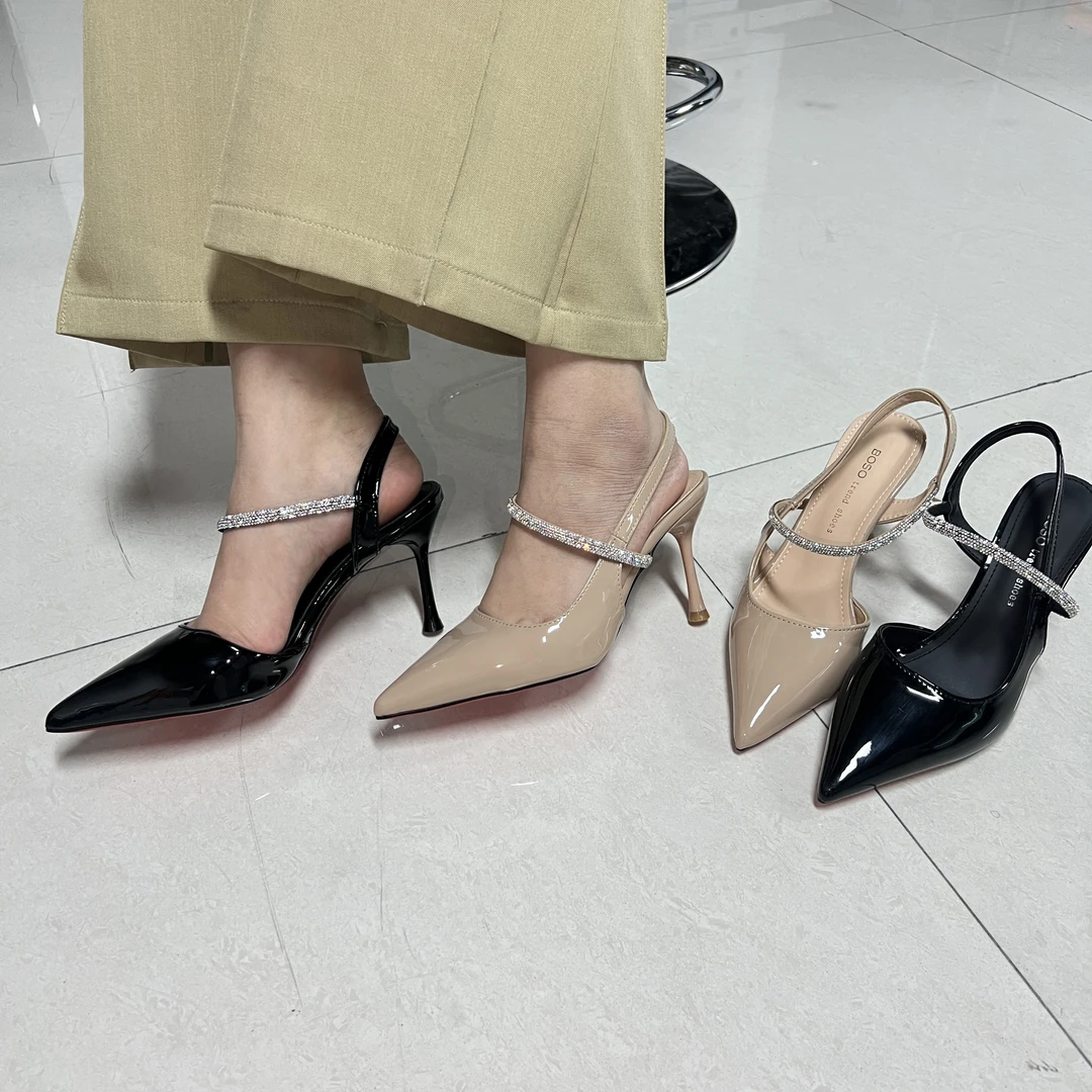 6166细跟高跟鞋气质时尚百搭法式性感浅口一字带细高跟新疆包邮