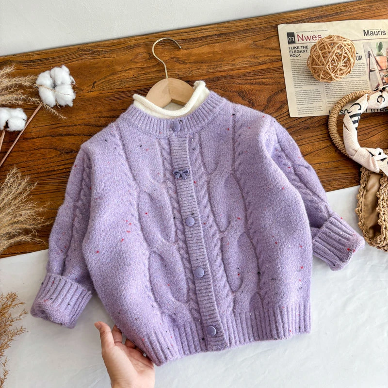 女童秋冬加厚毛衣2024年新款小香风半高领保暖针织衫上衣百搭打底