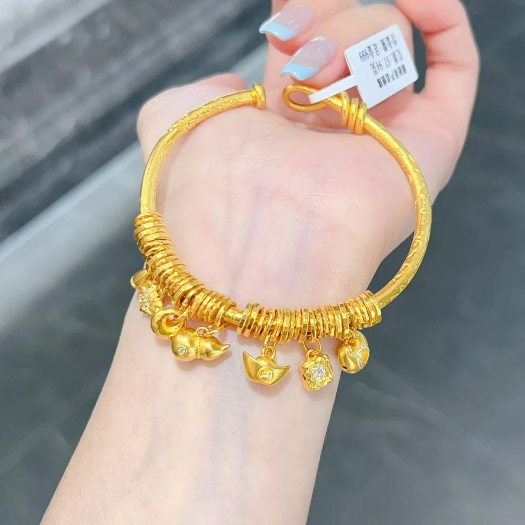 【新美源】足金999 镶嵌工艺 葫芦盘缠镯67.94克