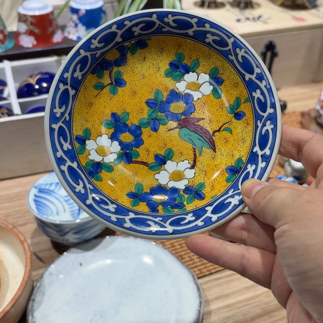 瓷片彩绘赏盘一只