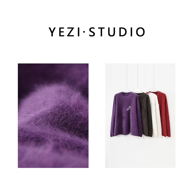 现现【柔焦小皮草系列】奢感90狐狸绒云朵绒圆领针织上衣25321204