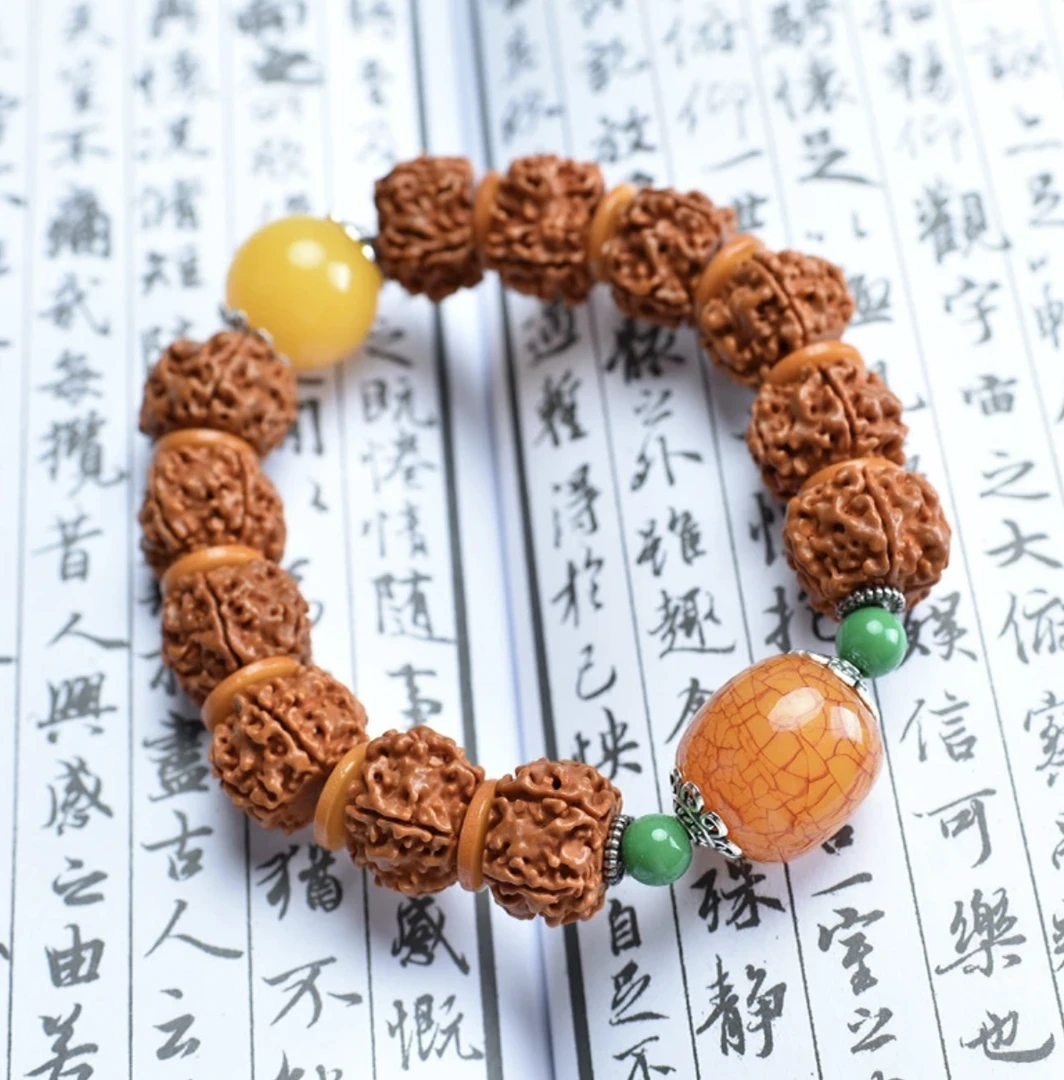 S1152-金刚菩提+圆珠配饰单圈手串（无礼盒）