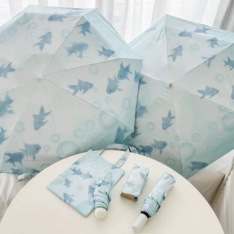 【氧气泡泡小鱼】海洋系清透晴雨两用伞遮阳伞太阳伞防晒小巧学生