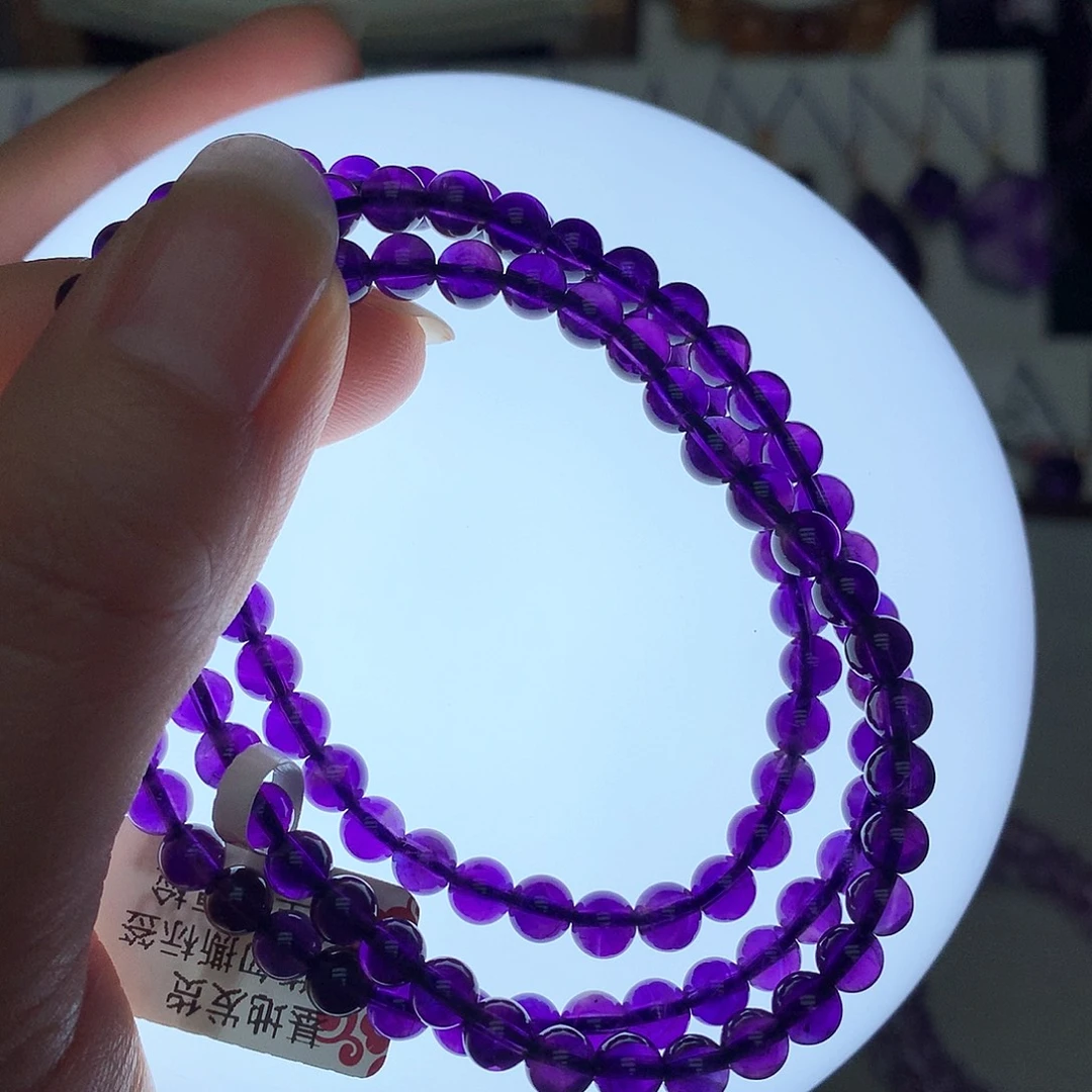 珠宝半成品未镶嵌紫晶L 乌拉圭多圈手链