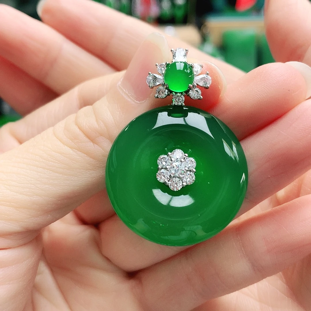 玛瑙/玉髓银S925镶嵌吊坠