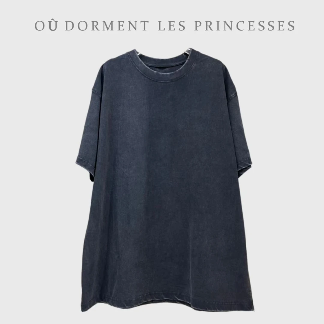 Fen姐|【松弛时光】复古做旧破坏洗水美式ins风短袖T恤25205