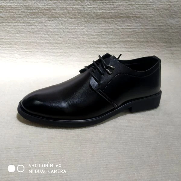 休闲皮鞋黑色男款系带软底皮鞋