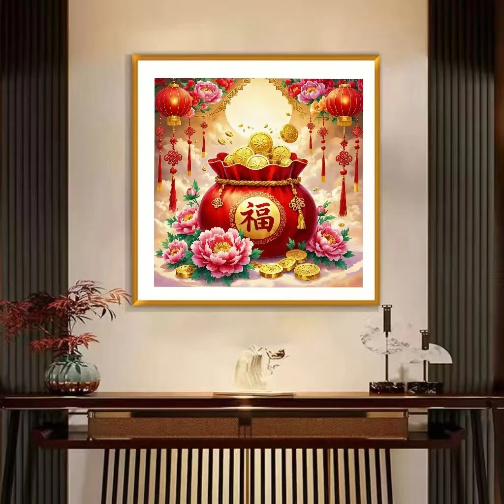 定制十字绣 原创版权鸿运福  f1956没绣的