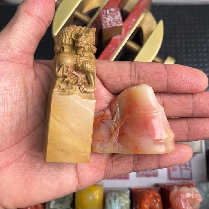 残***余印石巴林石现场纯手工定制制作精美