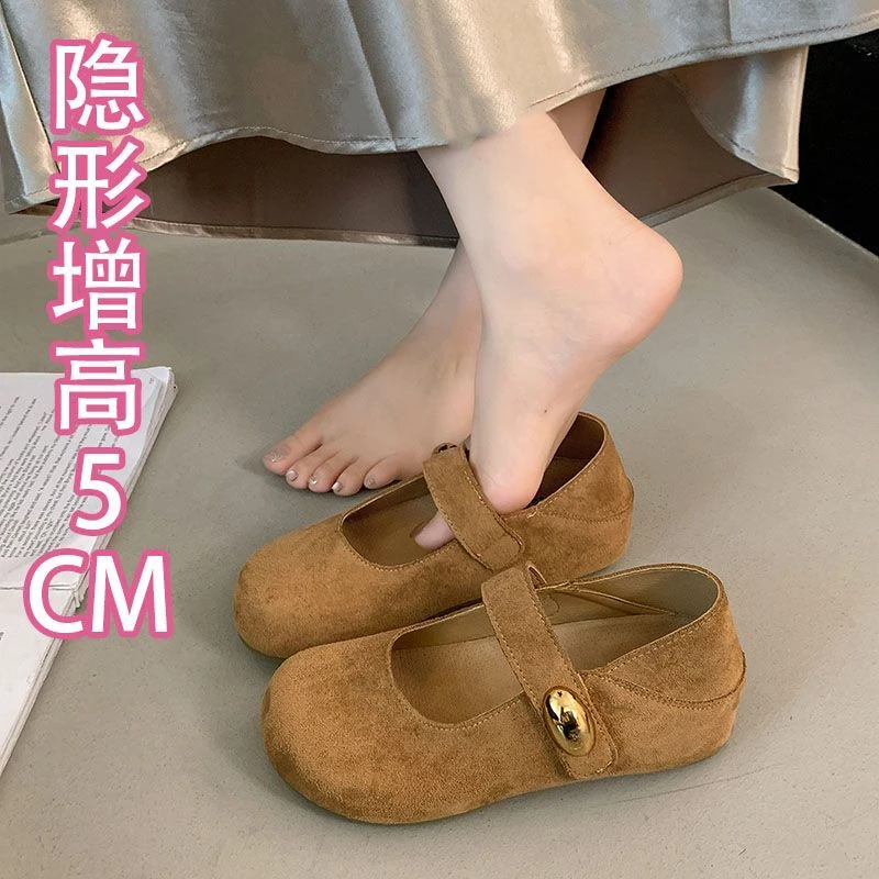 厚底内增高勃肯鞋女2025秋夏季新款配裙子玛丽珍单鞋一脚蹬豆豆鞋