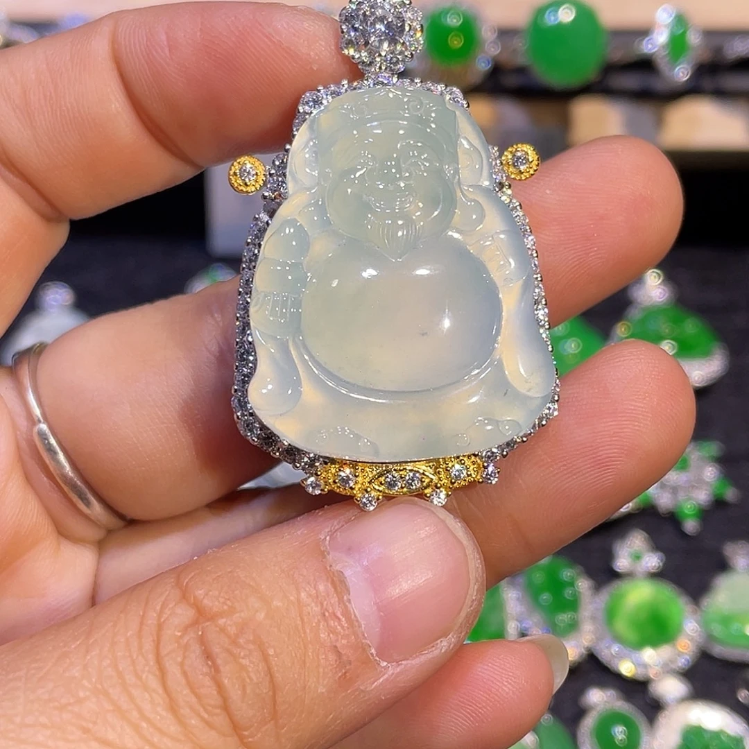 翡翠银S925镶嵌吊坠(不含链)