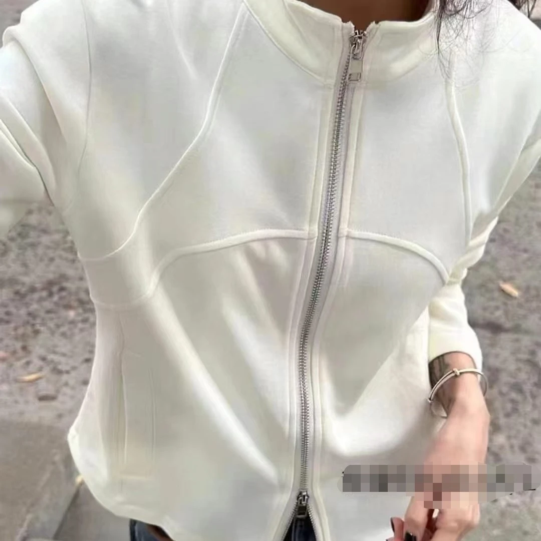 墨墨家 拉链常规款长袖立领修身型T恤修身休闲短款针织小蛮腰8806