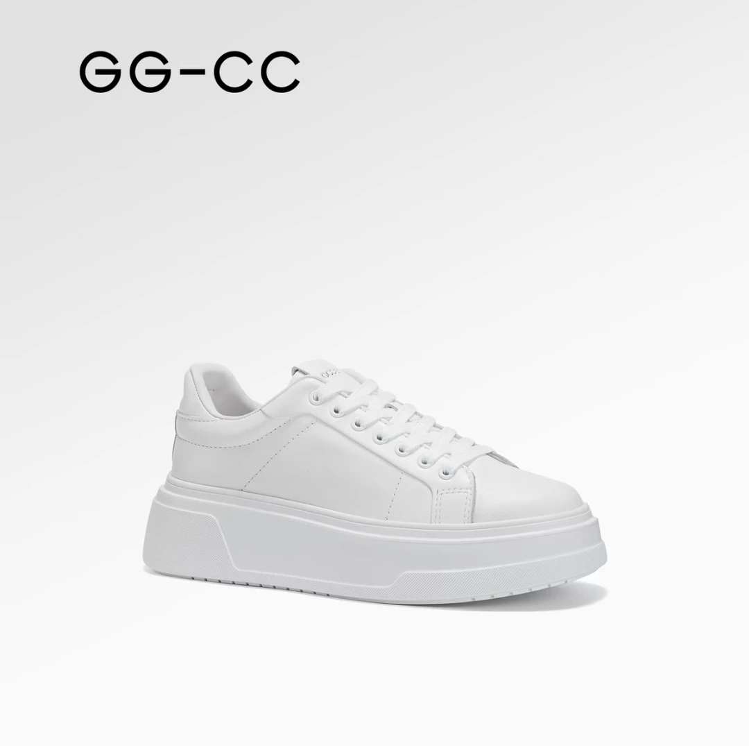 【椰椰奶霜/清澄之境】GGCC2025新款时尚亮皮网面小白鞋女休闲板鞋