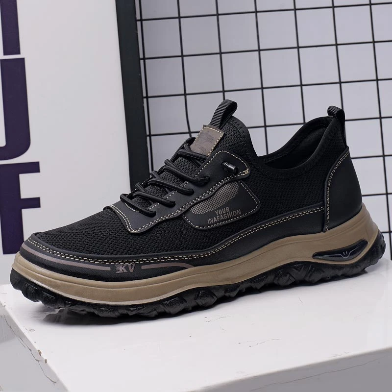 万康男鞋夏季透气网面男鞋聚氨酯减震轻便休闲运动鞋百搭健步鞋男