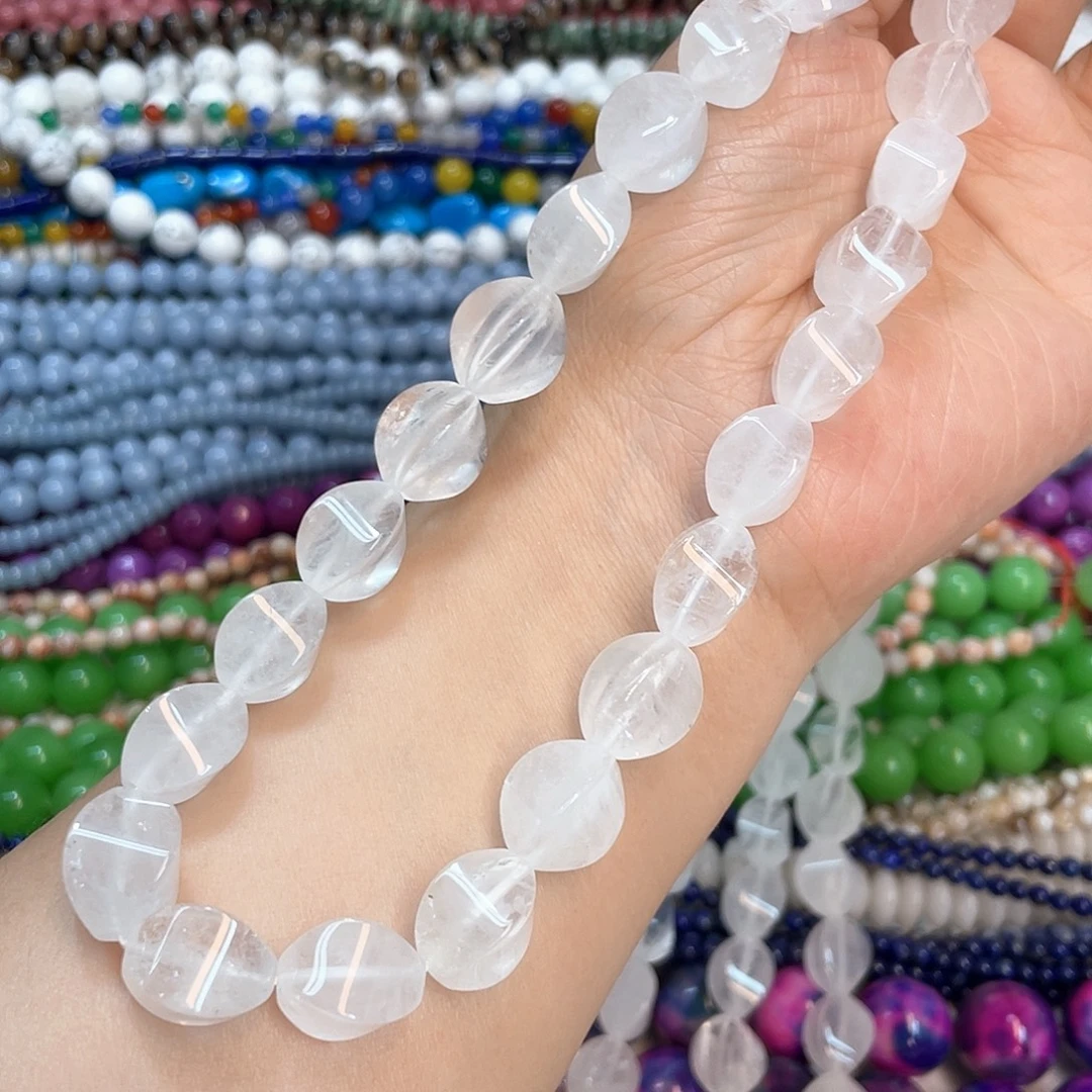 玛瑙/玉髓合金珠宝半成品白水晶瓜珠卡14一条