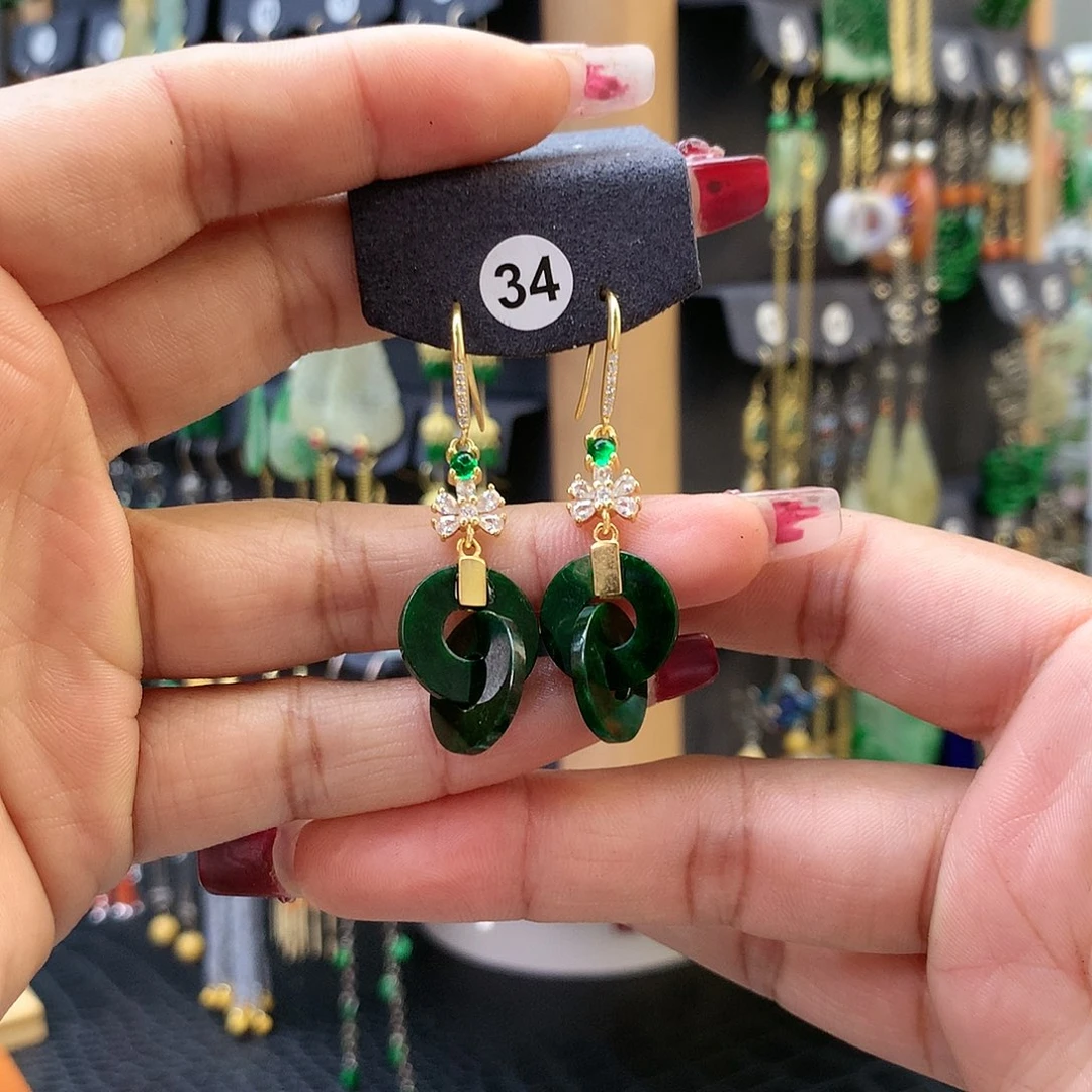 【闪购商品】翡翠耳饰银S925镶嵌丸****～耳坠