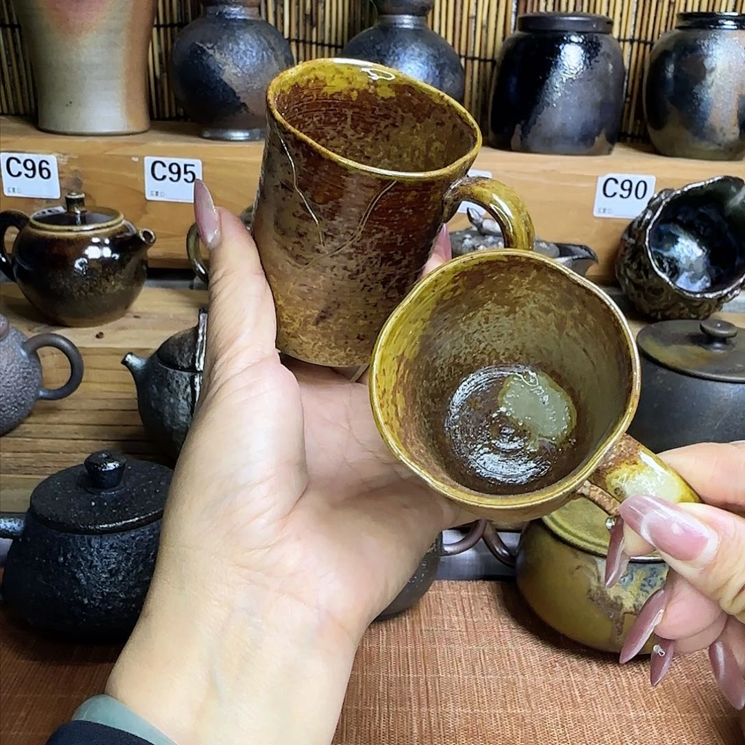 杯建水紫陶柴烧釉陶咖啡杯