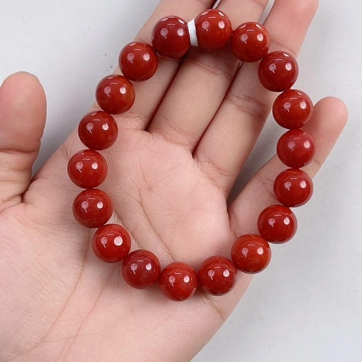 南红玛瑙未镶嵌瓦西锦红圆珠单圈11mm