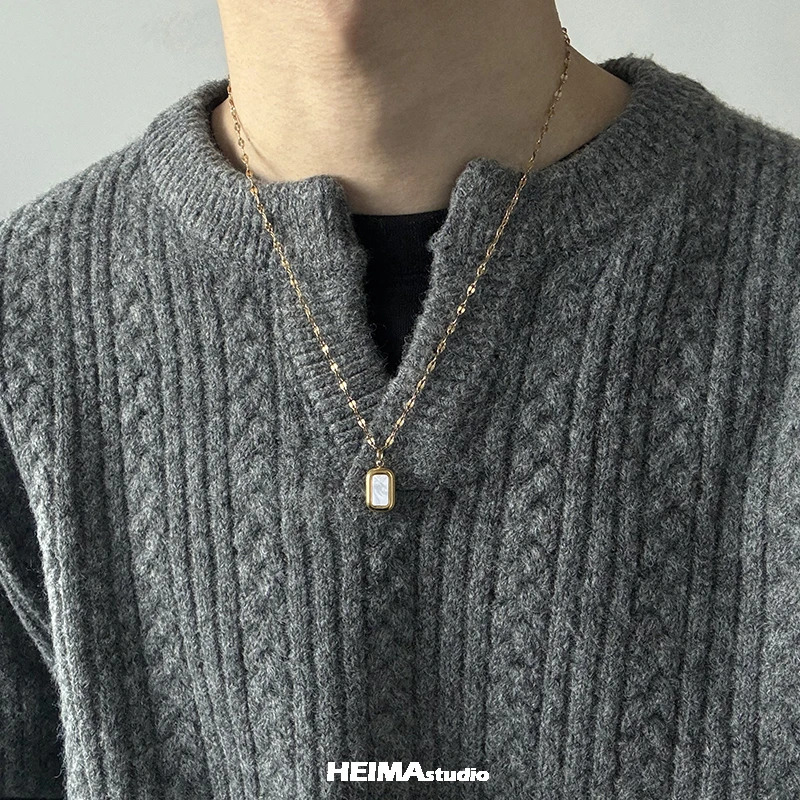 钛钢项链 原创美拉德贝壳项链吊坠毛衣链男款小众高级感女