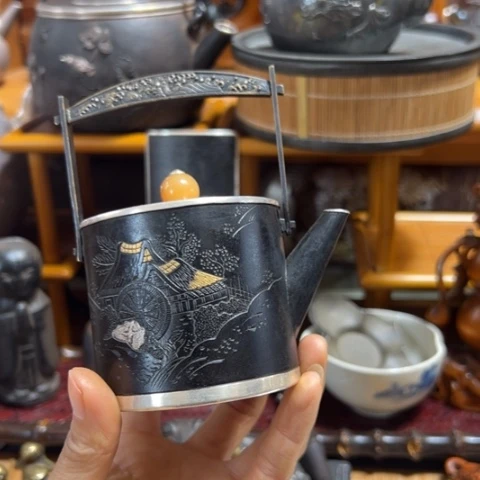 蜜安罐瓷香炉锡茶则